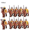 10 sets Kingdoms Castle King's Crown Knights Roman Solider Guard Army Figure With Bow & Horse building Block Set Children toys