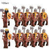 10 sets Kingdoms Castle King's Crown Knights Roman Solider Guard Army Figure With Bow & Horse building Block Set Children toys