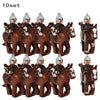 10 sets Kingdoms Castle King's Crown Knights Roman Solider Guard Army Figure With Bow & Horse building Block Set Children toys