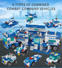 HUIQIBAO 700PCS 8in1 City Police Command Trucks Building Blocks Policeman Robot Car Helicopter Model Bricks Toys for Children