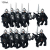 10 sets Kingdoms Castle King's Crown Knights Roman Solider Guard Army Figure With Bow & Horse building Block Set Children toys