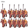 10 sets Kingdoms Castle King's Crown Knights Roman Solider Guard Army Figure With Bow & Horse building Block Set Children toys