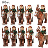 10 sets Kingdoms Castle King's Crown Knights Roman Solider Guard Army Figure With Bow & Horse building Block Set Children toys