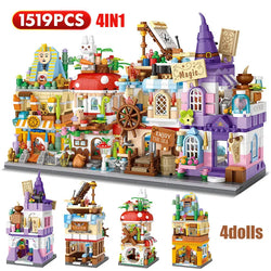 Mini City Street View Magic House Building Blocks Friends Figures Architecture Cottage Bricks Toys For Children Gifts