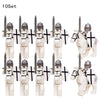 10 sets Kingdoms Castle King's Crown Knights Roman Solider Guard Army Figure With Bow & Horse building Block Set Children toys