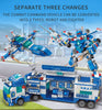 HUIQIBAO 700PCS 8in1 City Police Command Trucks Building Blocks Policeman Robot Car Helicopter Model Bricks Toys for Children