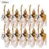 10 sets Kingdoms Castle King's Crown Knights Roman Solider Guard Army Figure With Bow & Horse building Block Set Children toys