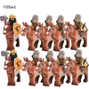 10 sets Kingdoms Castle King's Crown Knights Roman Solider Guard Army Figure With Bow & Horse building Block Set Children toys