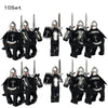 10 sets Kingdoms Castle King's Crown Knights Roman Solider Guard Army Figure With Bow & Horse building Block Set Children toys