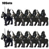 10 sets Kingdoms Castle King's Crown Knights Roman Solider Guard Army Figure With Bow & Horse building Block Set Children toys