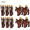 10 sets Kingdoms Castle King's Crown Knights Roman Solider Guard Army Figure With Bow & Horse building Block Set Children toys