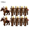 10 sets Kingdoms Castle King's Crown Knights Roman Solider Guard Army Figure With Bow & Horse building Block Set Children toys