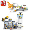 High-tech Avion Cargo Aircraft Rescue Plane Airport Airbus Airplane Model Building Blocks Figures City Brinquedos Creative Toys