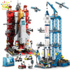 HUIQIBAO Space Aviation Manned Rocket Building Blocks With Astronaut Figure City Aerospace Model Bricks Children Toys for Kids