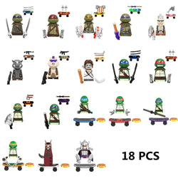 Ninja Turtle Movie Mini Action Figures Bricks Leo Raph Don Weapons Assemble Building Blocks MOC DIY Toys for Children