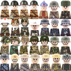 WWII Military Figure Building Blocks British German US Soviet Soldiers Map Rations Printed weapons 98K Bobosha Kid Gift Toy K127