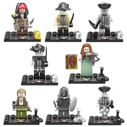 8Pcs/Set Anime Pirates of The Caribbean Building Blocks Jack Sparrow Collectible Fashion Accessories Bricks Toys For Kids Gift