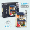 With Packaging BOX LED City Japanese Tea Shop House Architecture Building Blocks Friends Shop Figures Bricks Toys for Kid Gifts