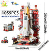 HUIQIBAO Space Aviation Manned Rocket Building Blocks With Astronaut Figure City Aerospace Model Bricks Children Toys for Kids