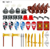 Medieval Military Roman Soldiers French Cavalry Figures Building Block Castle Guard Weapons Shield Helmet Banner Sword Toys K147