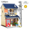 With Packaging BOX LED City Japanese Tea Shop House Architecture Building Blocks Friends Shop Figures Bricks Toys for Kid Gifts