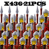 Medieval Military Roman Soldier Building Blocks Army Castle Teuton Knight Figures Lord Warrior Sword Weapons MOC Bricks Kits Toy