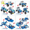 HUIQIBAO 700PCS 8in1 City Police Command Trucks Building Blocks Policeman Robot Car Helicopter Model Bricks Toys for Children