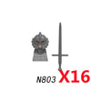 MOC Medieval Castle Raven Black Hawk Knight Figures Building Blocks Infantry War Weapon Soldier Shield Sword Armor Kids Toy B143