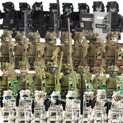 WW2 Military Special Forces Modern Soldier City Police SWAT Weapons Figures Building Blocks Bricks Boy Mini Toys Christmas Gifts