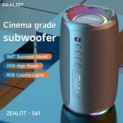 ZEALOT-S61 Bluetooth Speaker,with IPX6 Waterproof Protection and Outdoor Bass Sound for Backyard and Beach Party,10W Loudspeaker
