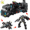 HUIQIBAO 454-585PCS 8in1 SWAT Police Command Truck Building Blocks City Helicopter Bricks Kit Educational Toys for Children