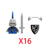 MOC Medieval Castle Raven Black Hawk Knight Figures Building Blocks Infantry War Weapon Soldier Shield Sword Armor Kids Toy B143