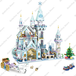 Frozen Arendale Castle Anna Elsa House Party Building Blocks Kit Bricks Cartoon Dolls Movie Model Kids Girl Toys Christmas Gifts