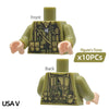 10 Torso MOC WW2 Soldiers Builidng Block Toys Body Parts for Figures DIY Construction Toy