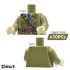 10 Torso MOC WW2 Soldiers Builidng Block Toys Body Parts for Figures DIY Construction Toy