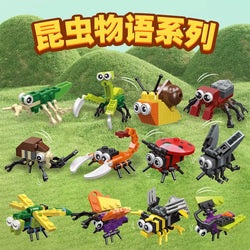 Insect Animals Figures Set Mini Building Blocks Toy Assembly 3d Constructor Micro Bricks Toy For Kids Boys 9 to 12 Year Old Gift