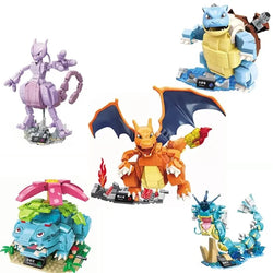 Pokemon Charizard Mewtwo Bulbasaur Building Blocks Cartoon Figure Model Bricks Sets Movie Doll Model Kids Toys For Children Gift