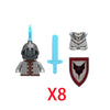 MOC Medieval Castle Raven Black Hawk Knight Figures Building Blocks Infantry War Weapon Soldier Shield Sword Armor Kids Toy B143