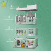 HUIQIBAO Toys MOC City Corner Coffee Shop Architecture Style Street View Micro Building Blocks for Children Construction Bricks