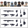 City Accessories MOC Modern Villain Gangster Figures Bazooka Building Block Soldier Mask Helmet Guns Military Weapon Bricks Toys