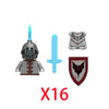 MOC Medieval Castle Raven Black Hawk Knight Figures Building Blocks Infantry War Weapon Soldier Shield Sword Armor Kids Toy B143