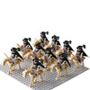 10 sets Kingdoms Castle King's Crown Knights Roman Solider Guard Army Figure With Bow & Horse building Block Set Children toys