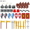 Medieval Military Roman Soldiers French Cavalry Figures Building Block Castle Guard Weapons Shield Helmet Banner Sword Toys K147