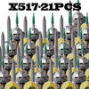 Medieval Military Roman Soldier Building Blocks Army Castle Teuton Knight Figures Lord Warrior Sword Weapons MOC Bricks Kits Toy