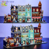 HUIQIBAO Toys MOC City Corner Coffee Shop Architecture Style Street View Micro Building Blocks for Children Construction Bricks