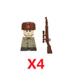 WWII Military Figure Building Blocks British German US Soviet Soldiers Map Rations Printed weapons 98K Bobosha Kid Gift Toy K127