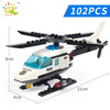 HUIQIBAO City Police Station Building Blocks Prison Truck Helicopter Boat with Policemen Construction Bricks Toys for Children