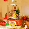 Pokemon Figures Pikachu Eevee Rotating Christmas Music Box Assembled Blocks Toys Desktop Decoration Model Children's Toys Gifts