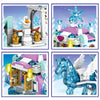 Friends Princess Luxury Ice Castles Playground House Movies Winter Snow Horse Figures Building Blocks Set Toy For Girls Diy Gift