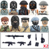 City Accessories MOC Modern Villain Gangster Figures Bazooka Building Block Soldier Mask Helmet Guns Military Weapon Bricks Toys